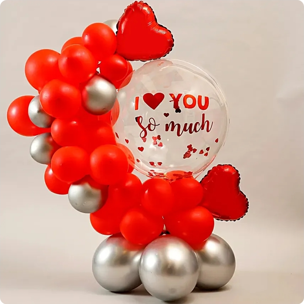 Love You Red Theme Balloon Bouquet