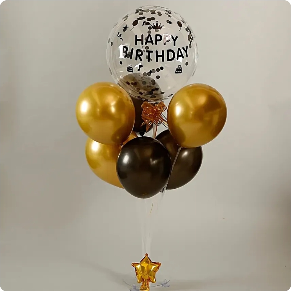 Black And Golden Balloon Bouquet