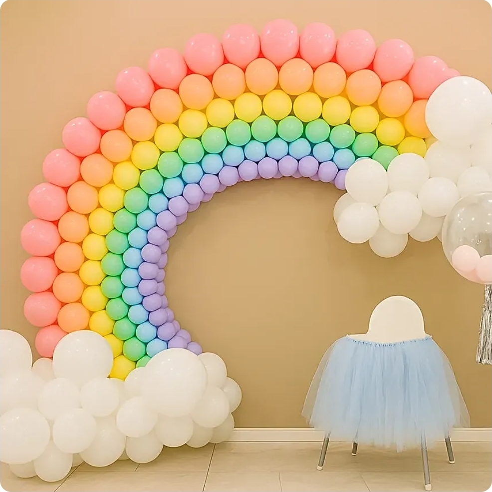 Rainbow Theme Kids Birthday Balloon Decor