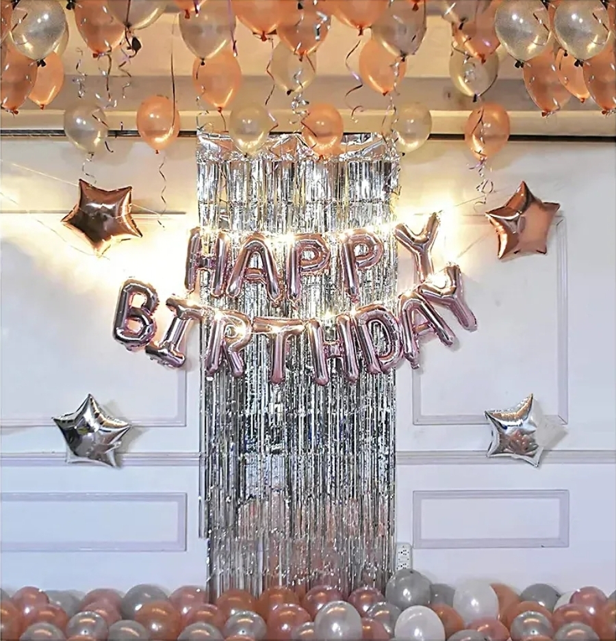 Rose Gold Theme Birthday Balloon Decor