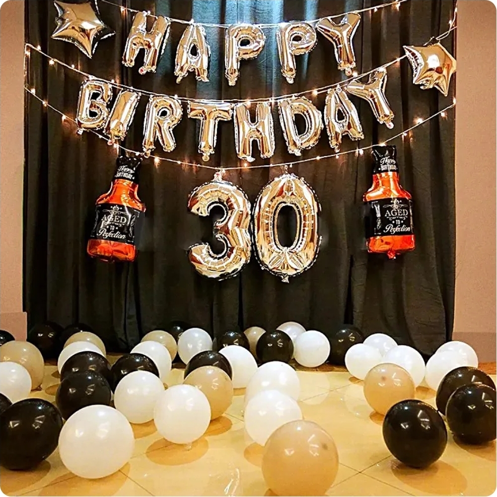 Silver Themed Birthday Decoration