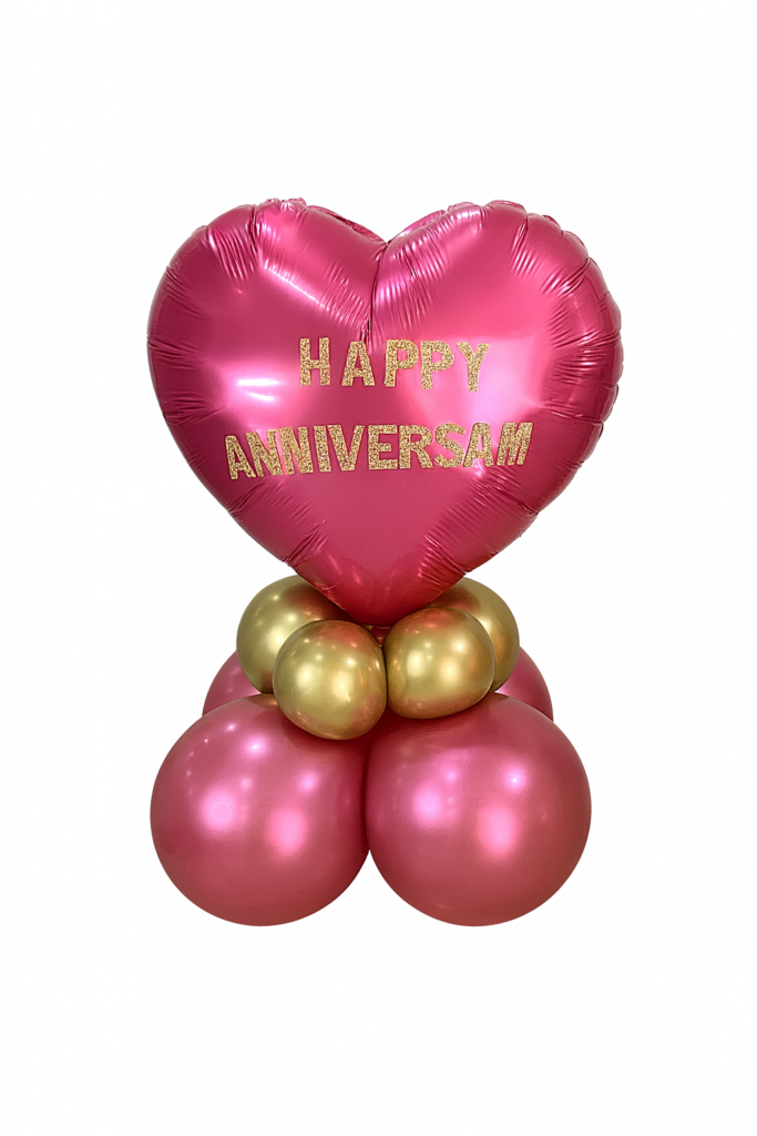 Happy Anniversary Chrome Balloon Set-Pink