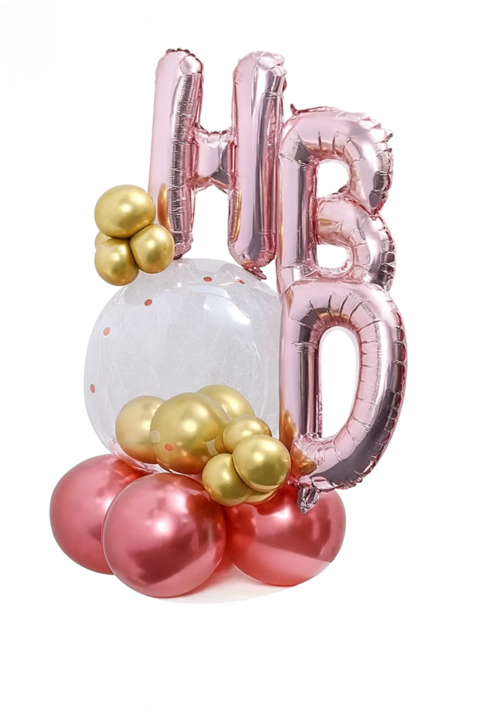 Chic Birthday Balloon Bouquet- Rose Gold