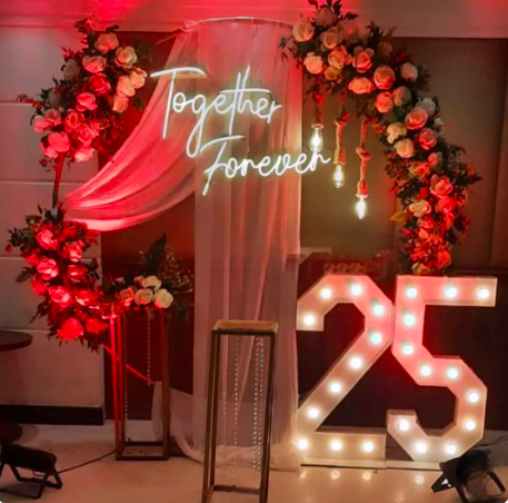 25th Flower Backdrop Decor