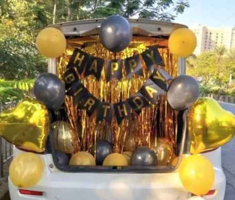 Black Gold Birthday Car Decoration