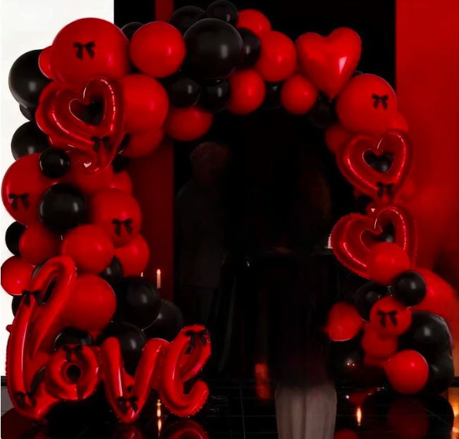 Red And Black Love Valentine's Day Balloon Arch
