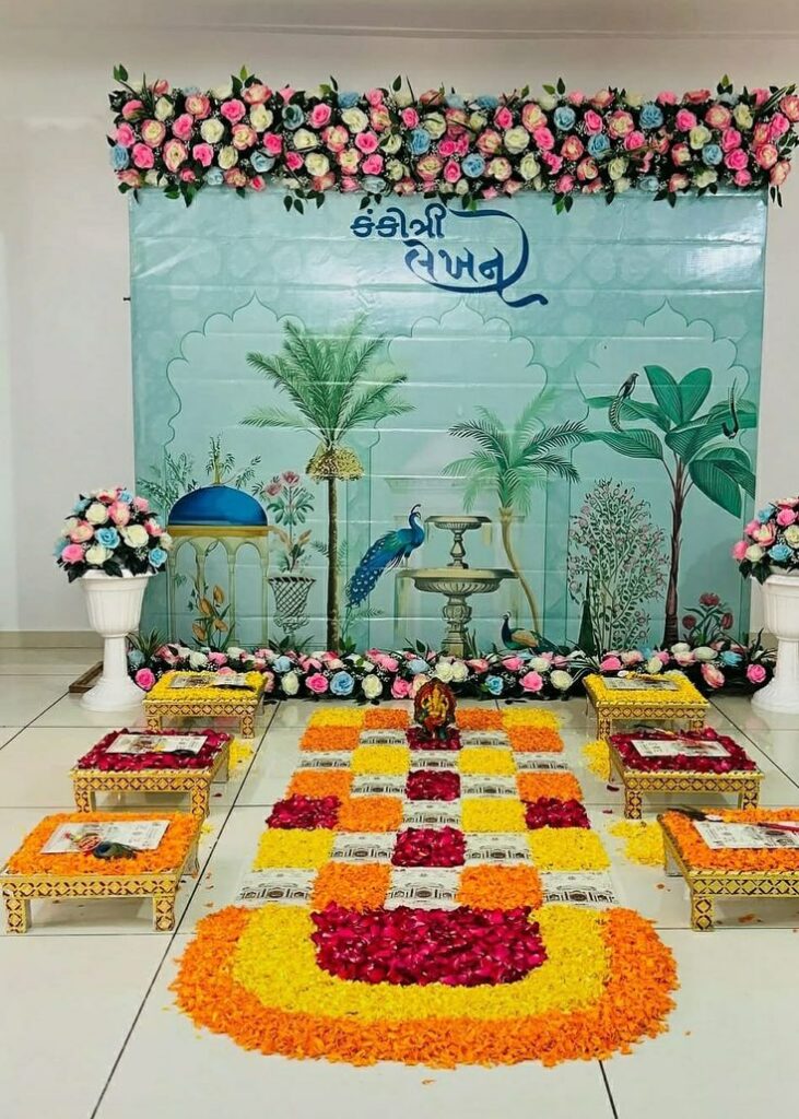 Royal Peacock Kankotri Invitation Ceremony Theme