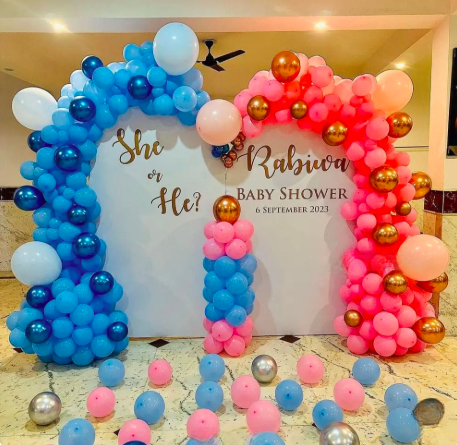 She or He Baby Shower Backdrop