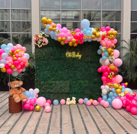 Oh Baby Green Backdrop Setup